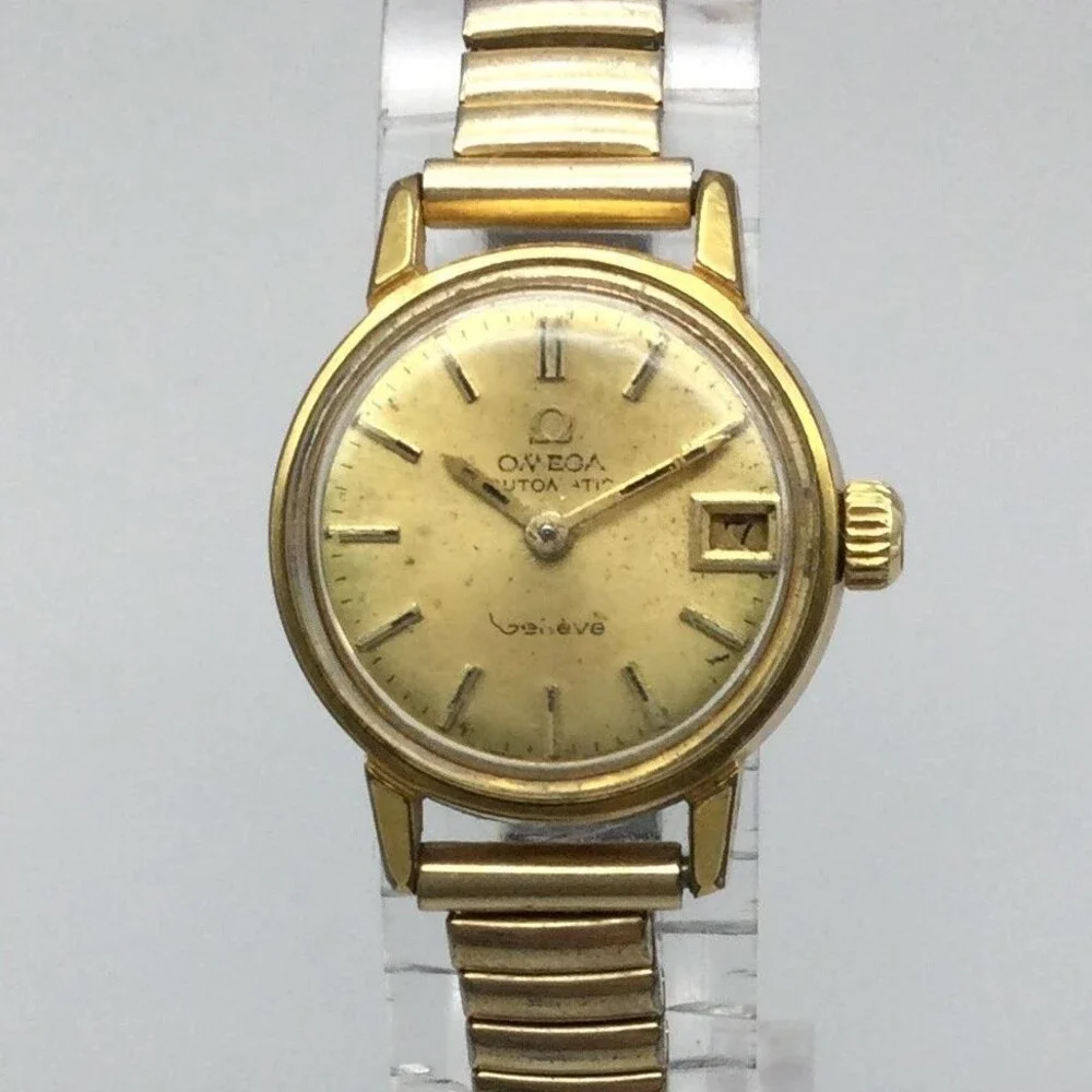 Vintage Omega Geneve 684 Automatic Womens Watch 21mm Gold Plated Date Swiss